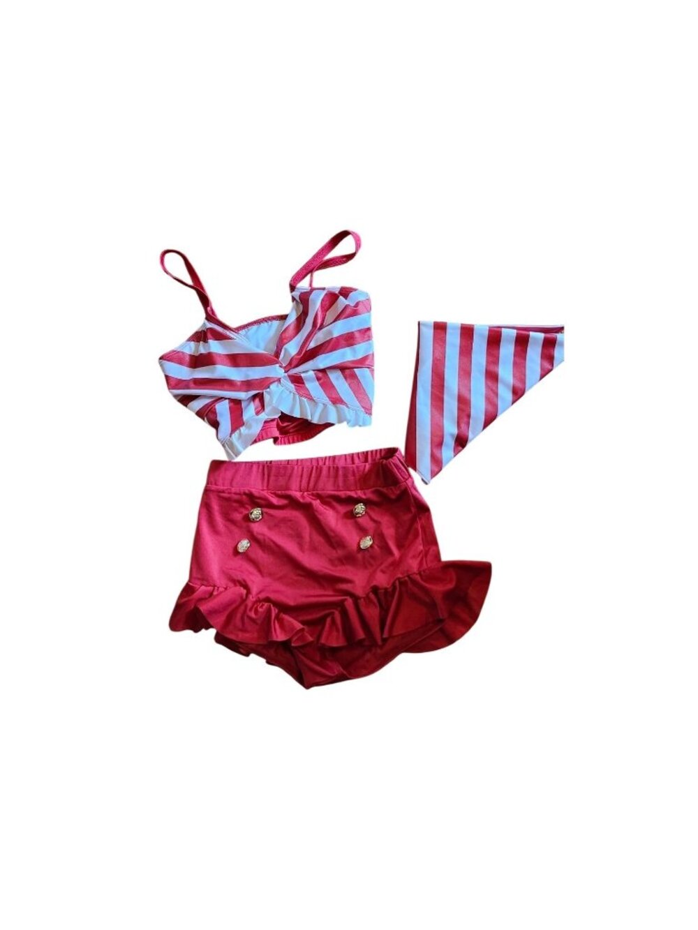 Weissman Catch A Wave 18845 Red White Nautical Retro Swim Bikini Costume Size MA